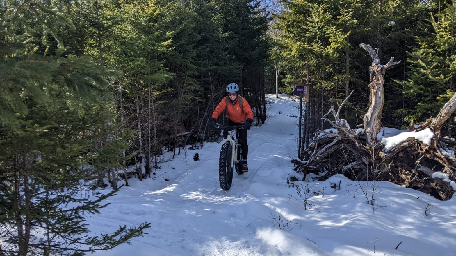 The trail is well groomed for fat biking.